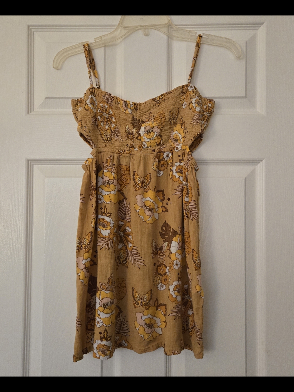 Mustard Floral Smocked Blouse